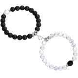 Cross border hot selling frosted white turquoise couple bracelet with heart-shaped magnetic attraction crystal bracelet, natural stone men's and women's accessories