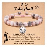 Sports Bracelet TO My Son Black Matte Basketball Pendant Bracelet Tiger Eye Stone Woven Black Matte Basketball Bracelet