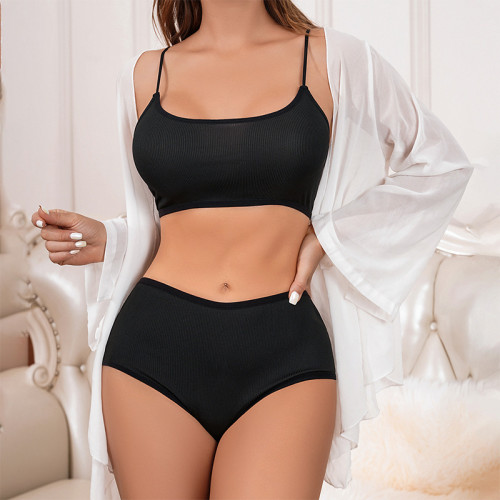 European and American size seamless bra set with large chest showing small size, no steel ring suspender, women's sexy underwear set new style
