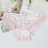 Cross border European and American lace underwear wholesale, foreign trade spot, belly tightening and hip lifting, mid waist women's underwear, large and multiple sizes