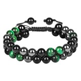 Tiger's Eye Stone Cat's Eye Green Pine Red Pattern Obsidian Green Ghost Bracelet Bracelet Hand Strand Natural Stone Weaving Men's and Women's Bracelet