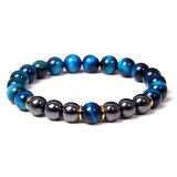 Wholesale of cross-border e-commerce 8MM tiger eye stone bracelets for couples, black magnet bracelets for men and women, natural stone beaded bracelets, wholesale
