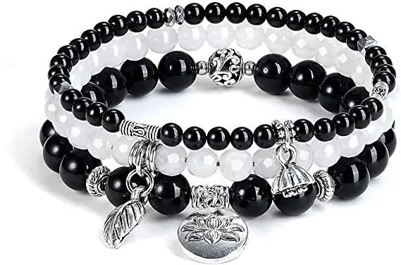 Cross border 3-piece set of crystal rose quartz bracelets, agate Shoushan stone elastic bracelets, men's and women's jewelry gifts