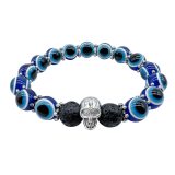 Cross border new accessories 6mm black magnet obsidian black agate bracelet Türkiye Devil's Eye beaded bracelet