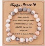 European and American Fashion Pink Zebra Love Pendant Bracelet Handmade Beaded Christmas Festival Gift Card Pink Zebra Bracelet
