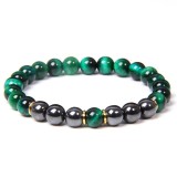 Wholesale of cross-border e-commerce 8MM tiger eye stone bracelets for couples, black magnet bracelets for men and women, natural stone beaded bracelets, wholesale