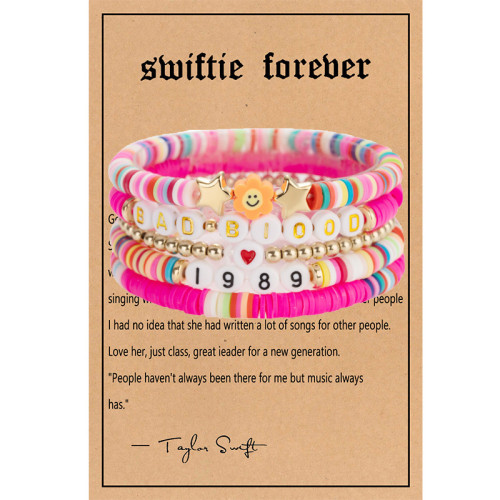 Bohemian Cord Woven Bracelet Colorful Letter Beads Adjustable Friendship Bracelet Set Swiftie Bracelet Set