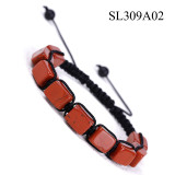 Rectangular Stone Yoga Bracelet White Crystal Green Dongling Purple Crystal Weaving Colorful Bracelet Cross border Exclusive Jewelry
