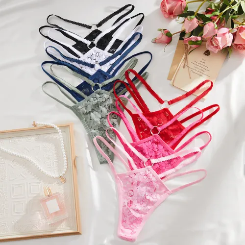European and American sexy lace underwear, women's fun hollow out new comfortable and breathable cross-border multi-color low waisted women's underwear
