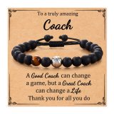 Football Beaded Bracelet to My Son Gift Black Matte Coach Football Bracelet Tiger Eye Baseball Bracelet