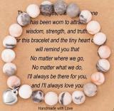 Amazon Hot Selling Pink Zebra Blue Gold Stone Powder Crystal White Turquoise Beaded Bracelet Love Peach Heart Pendant Beaded Bracelet