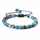 Cross border new 6mm natural stone bead bracelet, women's handmade woven sports energy bracelet, hot selling in Europe and America