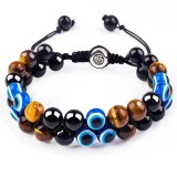 Tiger's Eye Stone Cat's Eye Green Pine Red Pattern Obsidian Green Ghost Bracelet Bracelet Hand Strand Natural Stone Weaving Men's and Women's Bracelet
