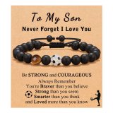 Football Beaded Bracelet to My Son Gift Black Matte Coach Football Bracelet Tiger Eye Baseball Bracelet
