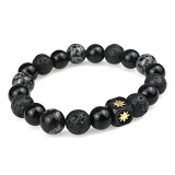 Cross border Hot Selling Natural Volcano Stone Handmade Beaded Yoga Energy Bracelet Snowflake Stone 10mm Hot Selling Bracelet Wholesale