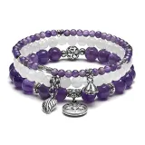 Cross border 3-piece set of crystal rose quartz bracelets, agate Shoushan stone elastic bracelets, men's and women's jewelry gifts
