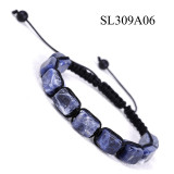 Rectangular Stone Yoga Bracelet White Crystal Green Dongling Purple Crystal Weaving Colorful Bracelet Cross border Exclusive Jewelry
