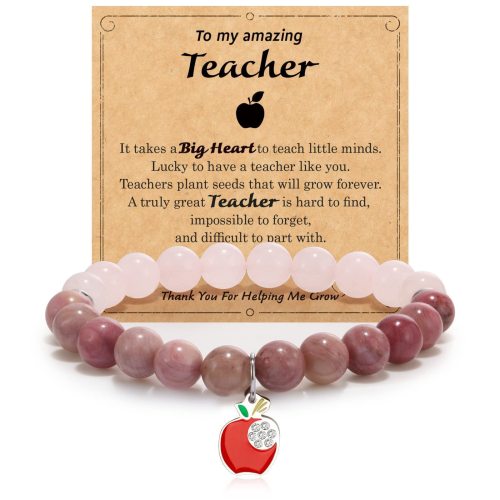 Teacher Bracelet Teacher's Day Gift Bracelet Red Pattern Stone Powder Crystal Handwoven Apple Set Diamond Pendant Bracelet