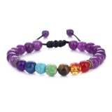 Cross border Foreign Trade Colorful Stone Bracelet Blue Gold Stone Wheel Tiger Eye Adjustable Woven Yoga Wheel Bracelet Beaded Bracelet
