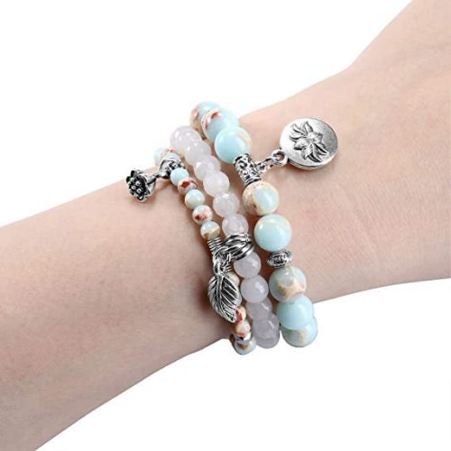 Cross border 3-piece set of crystal rose quartz bracelets, agate Shoushan stone elastic bracelets, men's and women's jewelry gifts