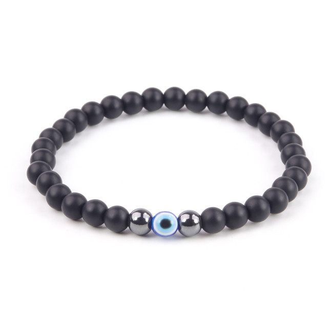 Cross border new accessories 6mm black magnet obsidian black agate bracelet Türkiye Devil's Eye beaded bracelet