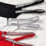 European and American sizes sexy thong fun style low waist thin diamond double thin belt breathable solid color new underwear for women