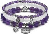 Cross border 3-piece set of crystal rose quartz bracelets, agate Shoushan stone elastic bracelets, men's and women's jewelry gifts