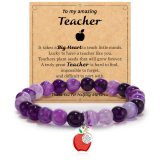 Teacher Bracelet Teacher's Day Gift Bracelet Red Pattern Stone Powder Crystal Handwoven Apple Set Diamond Pendant Bracelet