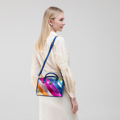 Foreign trade Kurt Geiger cross-border women's bags with contrasting color splicing, rainbow handheld single shoulder crossbody bag, eagle head bag, direct sales