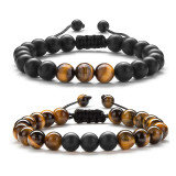 Amazon's best-selling natural tiger eye stone black matte agate bracelet set natural stone beaded bracelet
