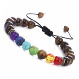 Cross border Foreign Trade Colorful Stone Bracelet Blue Gold Stone Wheel Tiger Eye Adjustable Woven Yoga Wheel Bracelet Beaded Bracelet