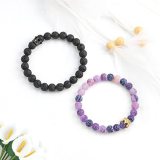Cross border supply micro inlaid crown couple elastic bracelet with natural stone beads, gemstones, agate beads, bracelets