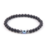 Cross border new accessories 6mm black magnet obsidian black agate bracelet Türkiye Devil's Eye beaded bracelet