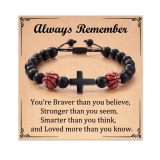 Football Beaded Bracelet to My Son Gift Black Matte Coach Football Bracelet Tiger Eye Baseball Bracelet