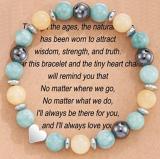 Amazon Hot Selling Pink Zebra Blue Gold Stone Powder Crystal White Turquoise Beaded Bracelet Love Peach Heart Pendant Beaded Bracelet