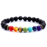 Cross border Supply Volcano Stone Colorful Stone Beads Devil's Eye Palm Bracelet Blue Eye Beads Elastic Rope Bracelet