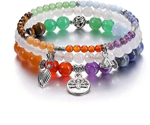 Cross border 3-piece set of crystal rose quartz bracelets, agate Shoushan stone elastic bracelets, men's and women's jewelry gifts