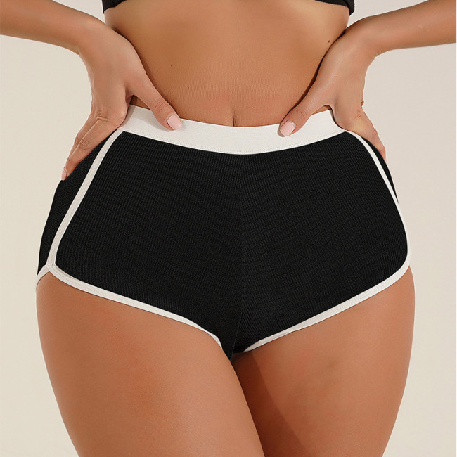 European and American foreign trade women's boxer shorts, sports waist tightening, seamless lifting, mid waist, flat leg underwear, large size