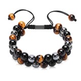 Tiger's Eye Stone Cat's Eye Green Pine Red Pattern Obsidian Green Ghost Bracelet Bracelet Hand Strand Natural Stone Weaving Men's and Women's Bracelet