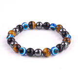 Cross border new accessories 6mm black magnet obsidian black agate bracelet Türkiye Devil's Eye beaded bracelet