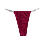 European and American sexy women's thong, fun and caring, silver ribbon knitted breathable and comfortable new low waisted underwear for women