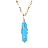 Amazon's best-selling handmade twisted natural stone crystal agate hexagonal pendant necklace manufacturer wholesale N591