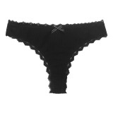 European and American size underwear, oversized women's lightweight, breathable lace lace lace bow, seamless low waisted, oversized triangle pants