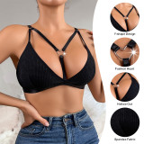 European and American lingerie women's sexy and hot heart buckle small design without steel ring, breathable gathering cross-border women's bra