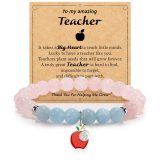 Teacher Bracelet Teacher's Day Gift Bracelet Red Pattern Stone Powder Crystal Handwoven Apple Set Diamond Pendant Bracelet
