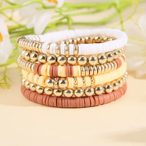 Amazon's Hot Selling Soft Ceramic Ball Bracelet Set with Retro Bohemian Style Popular Handicrafts for Men and Women