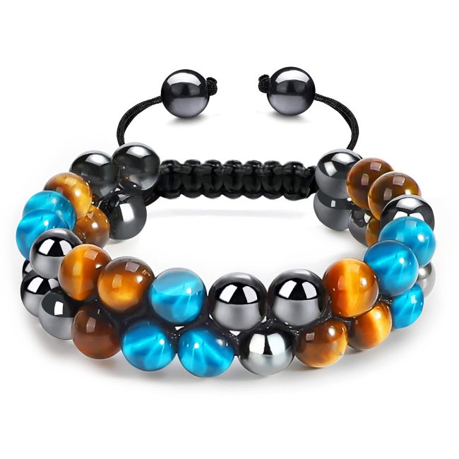 Tiger's Eye Stone Cat's Eye Green Pine Red Pattern Obsidian Green Ghost Bracelet Bracelet Hand Strand Natural Stone Weaving Men's and Women's Bracelet