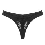 Amazon black sexy lace thong with a single rope, women's hollowed out seamless European and American underwear wholesale for women