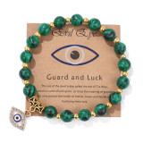 Lucky Bracelet with Natural Stone Beads, Gold Separated Beads, Yoga Energy Bracelet, Bright Black Diamond Devil's Eye Bracelet