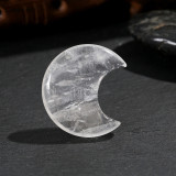 Cross border hot selling natural crystal carved moon pendant, original stone perforated crescent necklace, DIY accessory accessories